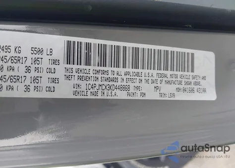 2019 Jeep Cherokee Upland 4X4 from USA, damaged, VIN 1C4PJMCX3KD448868